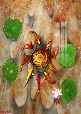 File ảnh gốc Tranh hoa sen cá cửu ngư quần hội S3782 (chuyên in mica)