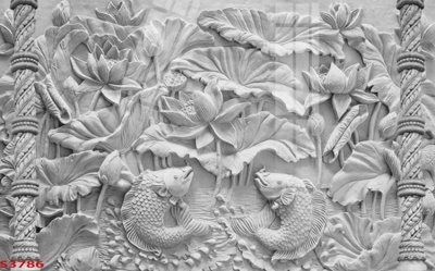 File tranh Tranh hoa sen cá cửu ngư quần hội S3786 (gốc) in vải canvas