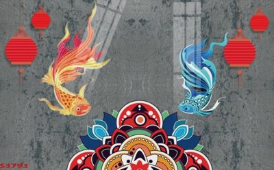 Tải file gốc Tranh hoa sen cá cửu ngư quần hội S3793 (bản PSD) còn layer