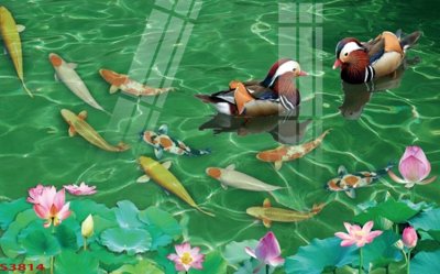 Tải file Tranh hoa sen cá cửu ngư quần hội S3814 (gốc) để in ấn ngay