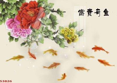 Hình ảnh file gốc Tranh hoa sen cá cửu ngư quần hội S3826 cho in UV