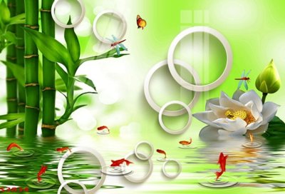 File tranh gốc Tranh hoa sen cá cửu ngư quần hội S3834 (bản quyền) file PSD