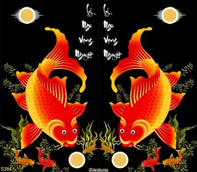 File ảnh Tranh cửu ngư quần hội sen cá S384 (gốc) in biển hiệu