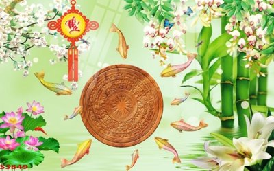 Tải file gốc Tranh hoa sen cá cửu ngư quần hội S3849 (in không vỡ ảnh)