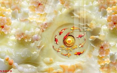 Tải file Tranh hoa sen cá cửu ngư quần hội S3879 (gốc) làm tranh trang trí