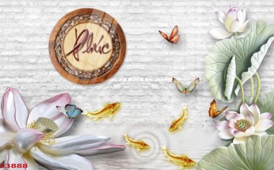 Tệp tin gốc Tranh hoa sen cá cửu ngư quần hội S3888 (chất lượng cao) Tranh hoa sen cá cửu ngư quần hội S3888