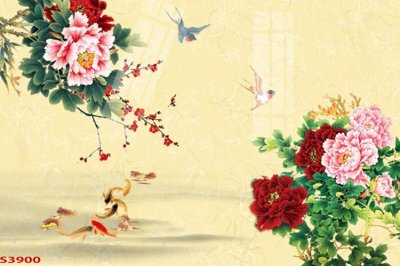 Tệp tin gốc Tranh hoa sen cá cửu ngư quần hội S3900 (dùng cho in) Tranh hoa sen cá cửu ngư quần hội S3900