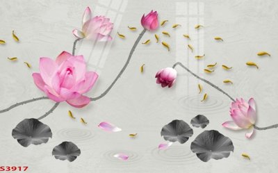 Tải file tranh Tranh hoa sen cá cửu ngư quần hội S3917 (ảnh gốc) ngay