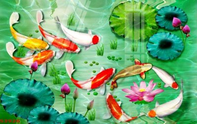 Download file gốc Tranh hoa sen cá cửu ngư quần hội S3926 (in mica) logo