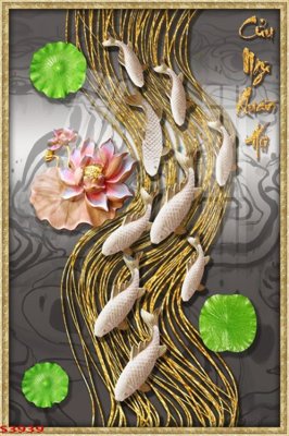 File gốc Tranh hoa sen cá cửu ngư quần hội S3939 cho in ấn và thiết kế