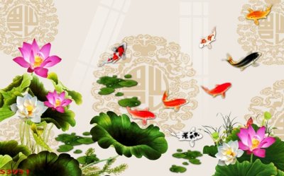 Tải file gốc Tranh hoa sen cá cửu ngư quần hội S3951 dùng cho in ấn