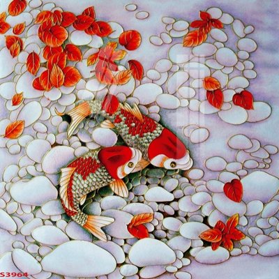 File tranh gốc Tranh hoa sen cá cửu ngư quần hội S3964 (bản quyền) file PSD