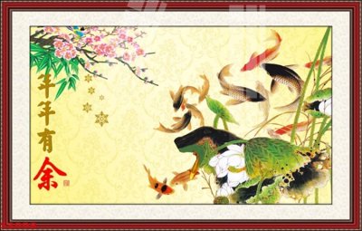 Download file Tranh hoa sen cá cửu ngư quần hội S3998 (chuẩn in) Tranh hoa sen cá cửu ngư quần hội S3998