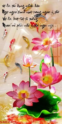 File in ấn Tranh hoa sen cá cửu ngư quần hội S4024 (bản gốc) từ file gốc