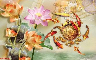 Tải file gốc Tranh hoa sen cá cửu ngư quần hội S4038 (in bạt) quảng cáo