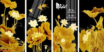 File in ấn chuyên nghiệp Tranh hoa sen cá cửu ngư quần hội S4042 (file gốc)