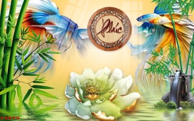 Download file gốc Tranh hoa sen cá cửu ngư quần hội S4079 (in lụa) cao cấp