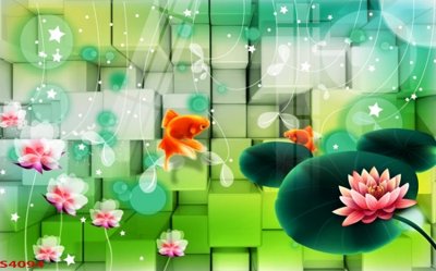 Hình ảnh file gốc Tranh hoa sen cá cửu ngư quần hội S4094 (chất lượng cao)