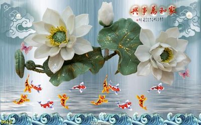 Tệp tin gốc Tranh cửu ngư quần hội sen cá S410 (chất lượng) Tranh cửu ngư quần hội sen cá S410