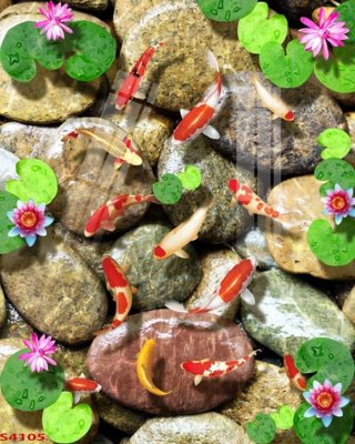 File ảnh Tranh hoa sen cá cửu ngư quần hội S4105 (gốc) in backdrop sự kiện