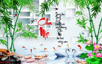 Mua file gốc Tranh hoa sen cá cửu ngư quần hội S4106 (PSD) tại Filetranh.com