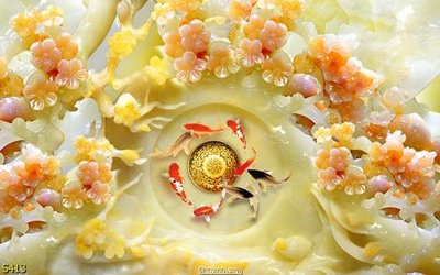 File ảnh Tranh cửu ngư quần hội sen cá S413 (gốc) in standee