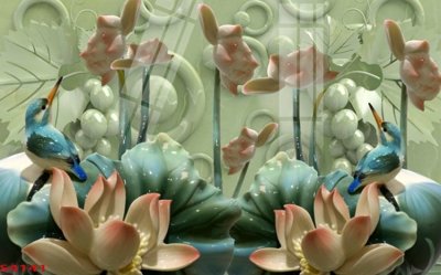 File tranh Tranh hoa sen cá cửu ngư quần hội S4141 (gốc) chủ đề thiên nhiên