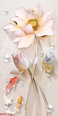 File tranh Tranh hoa sen cá cửu ngư quần hội S4153 (gốc) in vải canvas