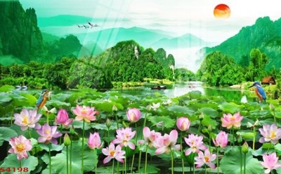 Tải file gốc Tranh hoa sen cá cửu ngư quần hội S4198 dùng cho in ấn