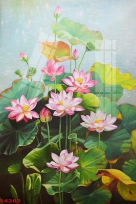 Download file gốc Tranh hoa sen cá cửu ngư quần hội S4202 (dùng cho in ấn)