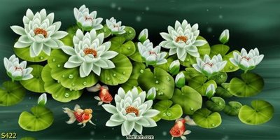 File gốc in ấn Tranh cửu ngư quần hội sen cá S422 (sẵn sàng tải về)