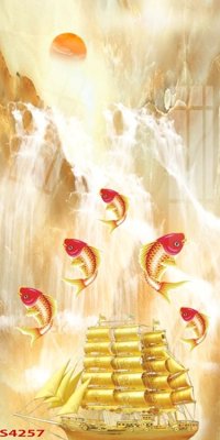 File gốc Tranh hoa sen cá cửu ngư quần hội S4257 (chuẩn CMYK) cho nhà in