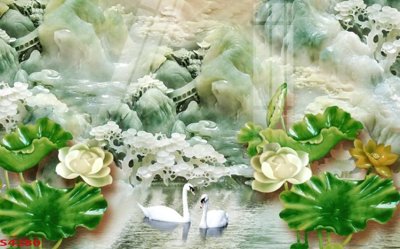 File tranh Tranh hoa sen cá cửu ngư quần hội S4280 (gốc) chủ đề động vật