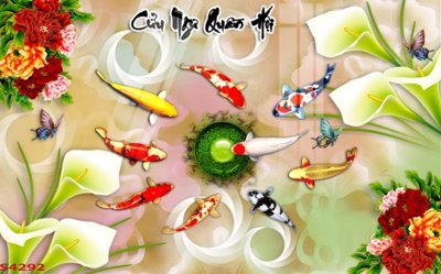 Download file Tranh hoa sen cá cửu ngư quần hội S4292 (chuẩn in) Tranh hoa sen cá cửu ngư quần hội S4292