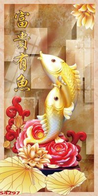 File in trần Tranh hoa sen cá cửu ngư quần hội S4297 (file gốc) xuyên sáng