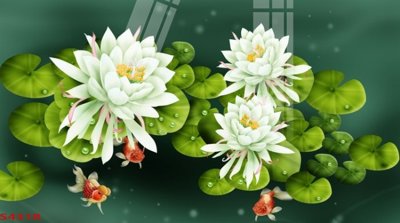 File gốc Tranh hoa sen cá cửu ngư quần hội S4318 (in mica) cắt laser