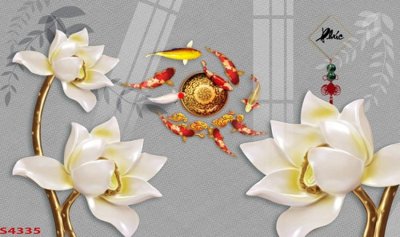 File tranh Tranh hoa sen cá cửu ngư quần hội S4335 (ảnh gốc) cho in ấn kỹ thuật số