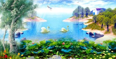 File in ấn Tranh hoa sen cá cửu ngư quần hội S4354 (bản gốc) từ file gốc