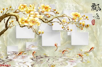 Download file gốc Tranh hoa sen cá cửu ngư quần hội S4361 (in mica) 3D