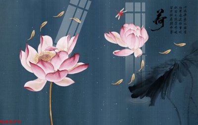 Ảnh gốc Tranh hoa sen cá cửu ngư quần hội S4371 (siêu chi tiết) để in ấn