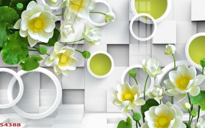 File gốc Tranh hoa sen cá cửu ngư quần hội S4388 (in 3D) cho trang trí