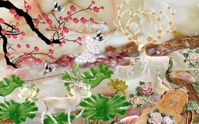 File tranh gốc Tranh cửu ngư quần hội sen cá S439 (bản quyền) độc đáo