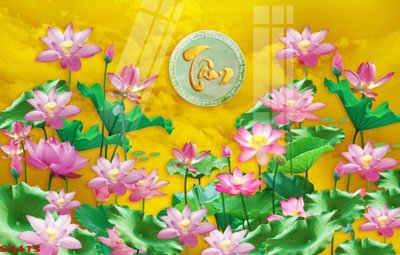 File tranh gốc Tranh hoa sen cá cửu ngư quần hội S4413 (bản quyền) Filetranh.com