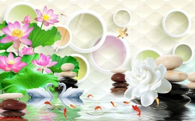 File tranh Tranh hoa sen cá cửu ngư quần hội S4454 (ảnh gốc) cho in ấn kỹ thuật số