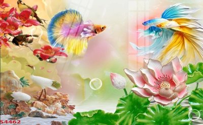 Tải file gốc Tranh hoa sen cá cửu ngư quần hội S4462 (bản PSD) gốc