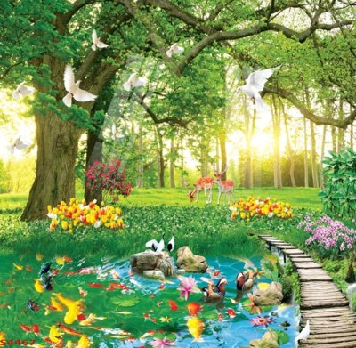 File PSD Tranh hoa sen cá cửu ngư quần hội S4467 (gốc) cho in quảng cáo