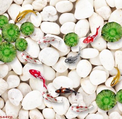 File gốc Tranh hoa sen cá cửu ngư quần hội S4470 (in 3D) nghệ thuật