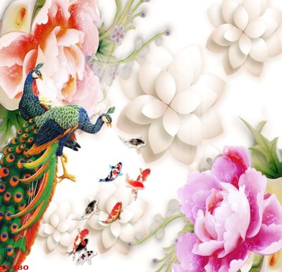 File PSD Tranh hoa sen cá cửu ngư quần hội S4480 (bản gốc) cho nhà in