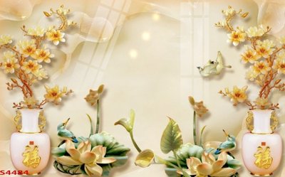 Tải file Tranh hoa sen cá cửu ngư quần hội S4484 (PSD) cho in tranh kính