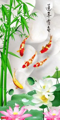 File in trần Tranh cửu ngư quần hội sen cá S450 (file gốc) xuyên sáng